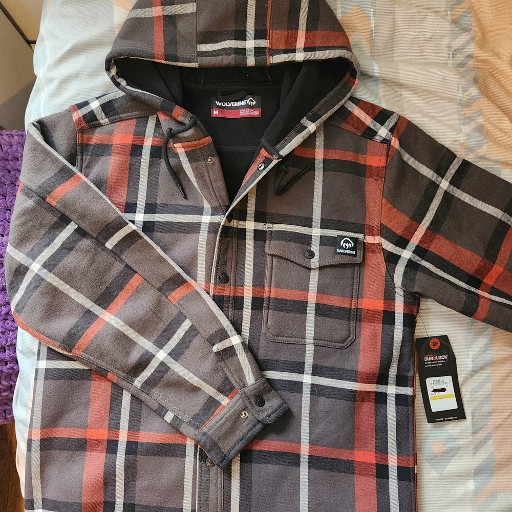 Wolverine Rust/Gray Plaid Hooded Jacket